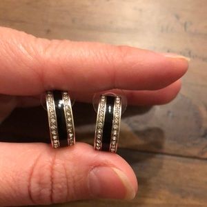 Earrings- black and rhinestones